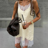 Lace Detail Cotton Mini Dress