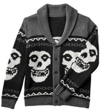Y2K Gothic Ghost Portrait Knit Sweater – Oversized Harajuku Fall/Winter Cardigan