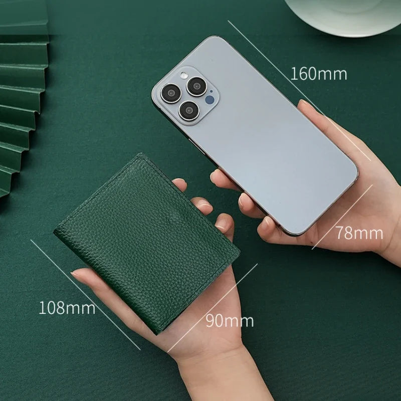 Ultra Thin Genuine Leather Card Holder 8 Slots Mini Wallet Slim Credit Card Case for Men Women