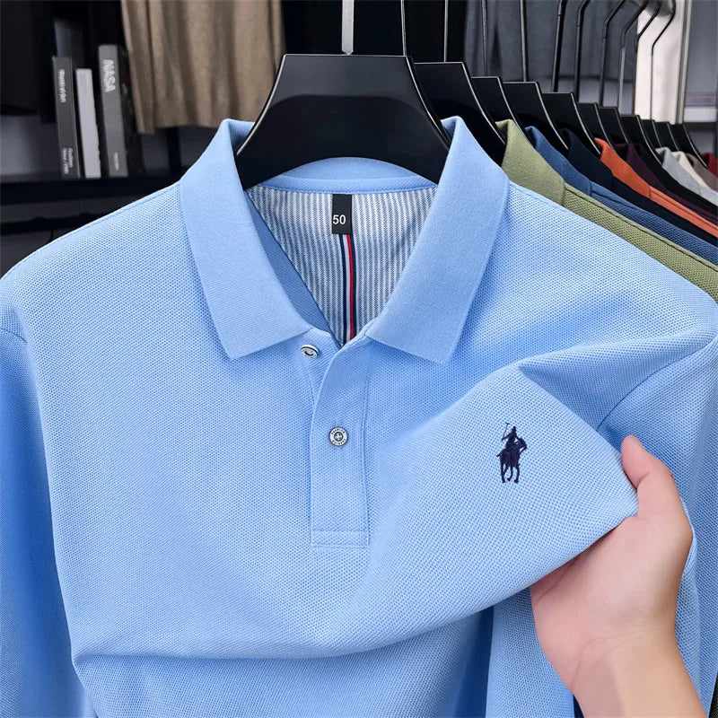 Premium Cotton Embroidered Long Sleeve Polo Shirt