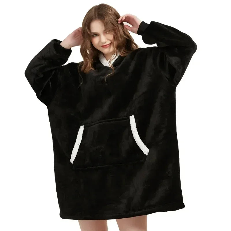 Oversized Microfiber Fleece Hoodie Blanket