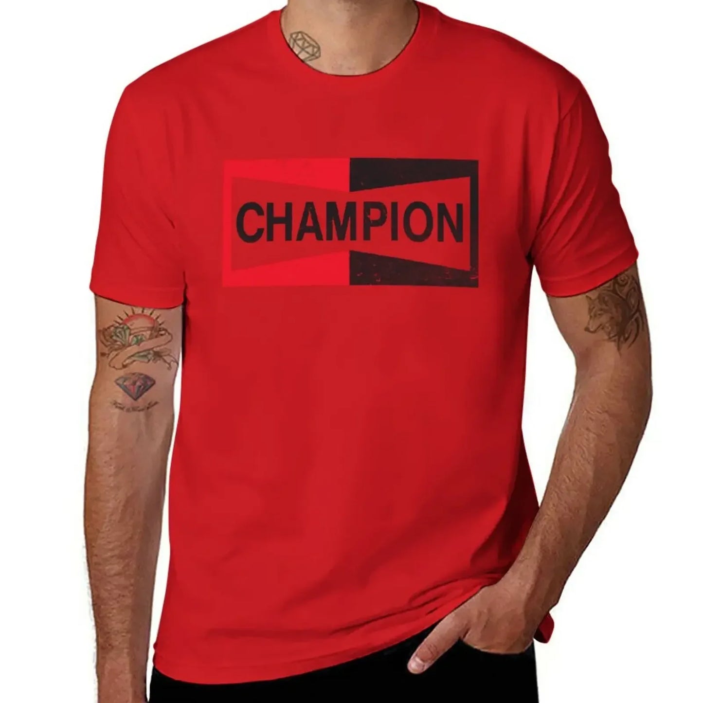 Men’s Champion Spark Plug Retro Distressed Emblem Tee