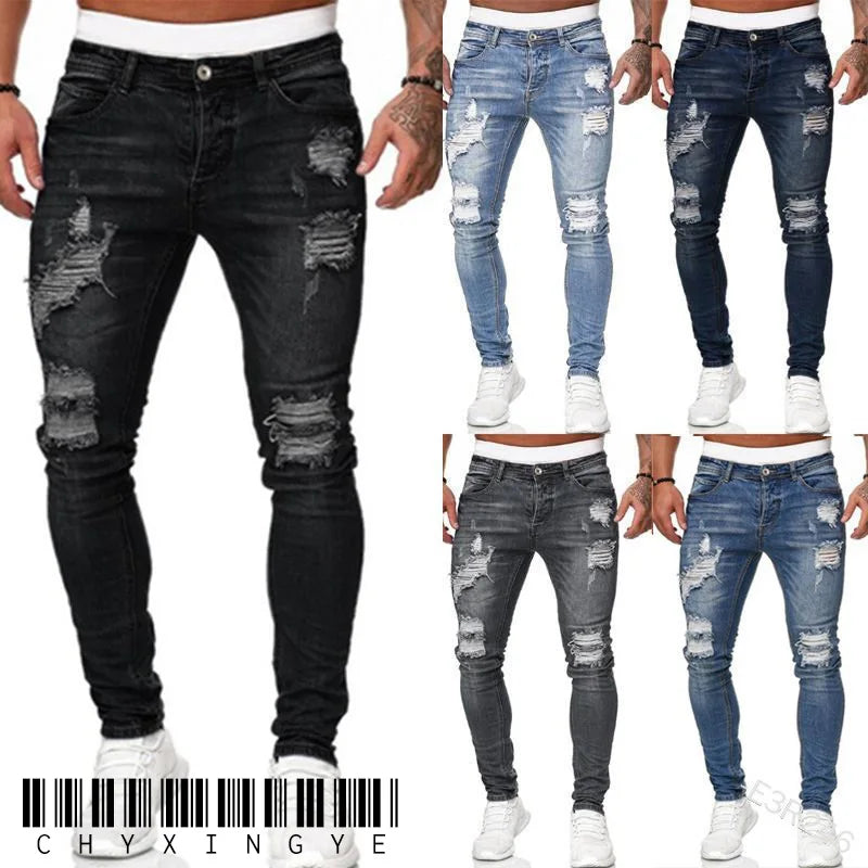 Men’s Ripped Stretch Denim Jeans