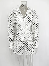Tossy Fashion Commute 2 Piece-Set Shorts For Women Long Sleeve Patchwork Contrast Shirts Coat And Female Shorts Outfits Summer