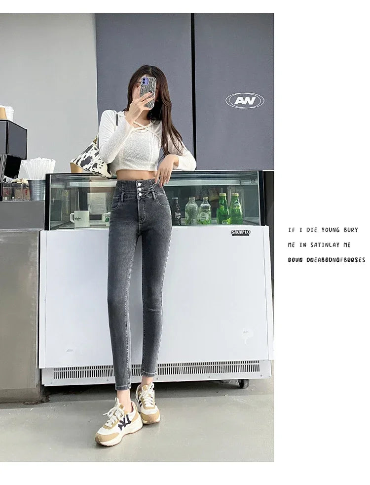 Women's High Waist Stretch Jeans – Slim Denim Pants