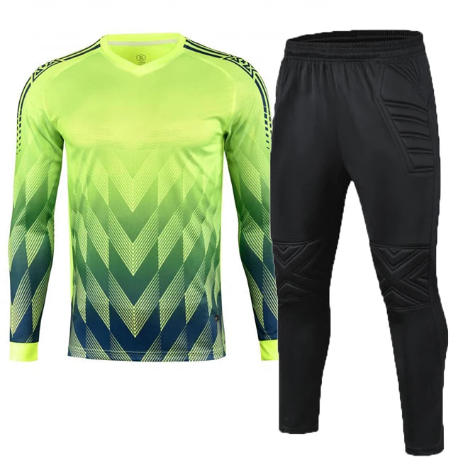 Custom Men Boys Girl Soccer Shirt Goalkeeper Uniform Long Sleeve Football Training Goalkeeper Top Soccer Jersey Pant Shorts Sets