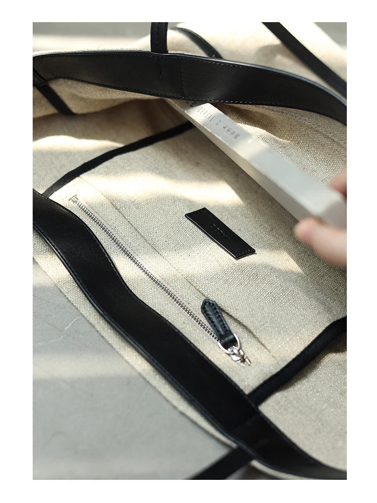 2024 Autumn Cotton And Linen Blend Material Tote Soft And Portable Shoulder Bags Women Casual Practical Bag