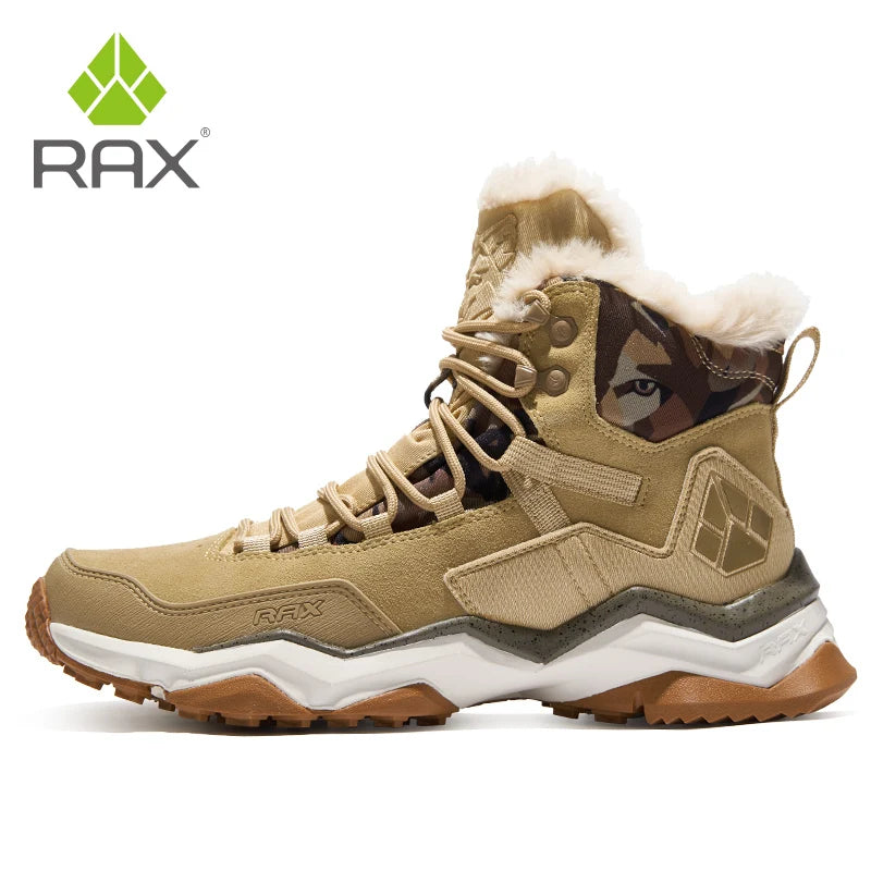 RAX Waterproof Hiking Shoes Men Winter Outdoor Sneakers for Men Snow Boots Plush Mountain Snowboots Outdoor Tourism Jogging Shoe