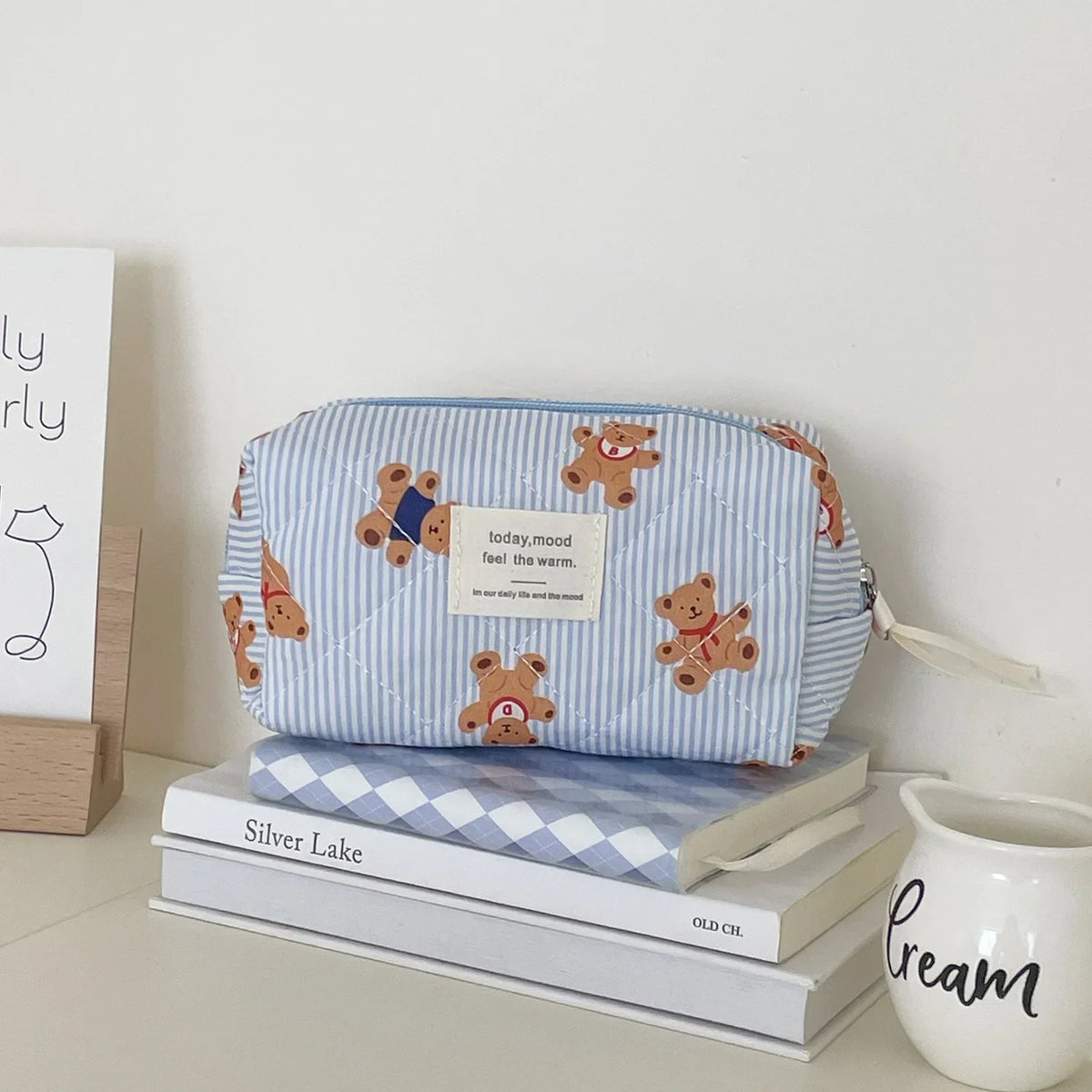 Quilted Bear Floral Cosmetic Bag for Women & Girls
