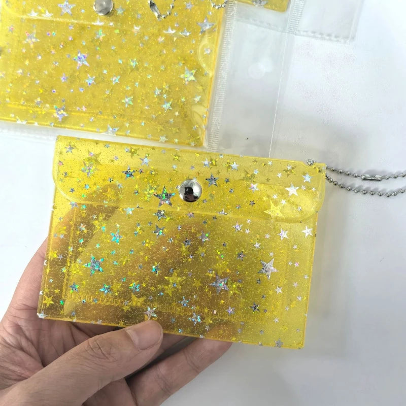 Transparent Laser Star Card Bag Mini Cute Wallet for Women Credit Card Holder Purse