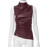 Y2K Vintage PU Leather Tank Top