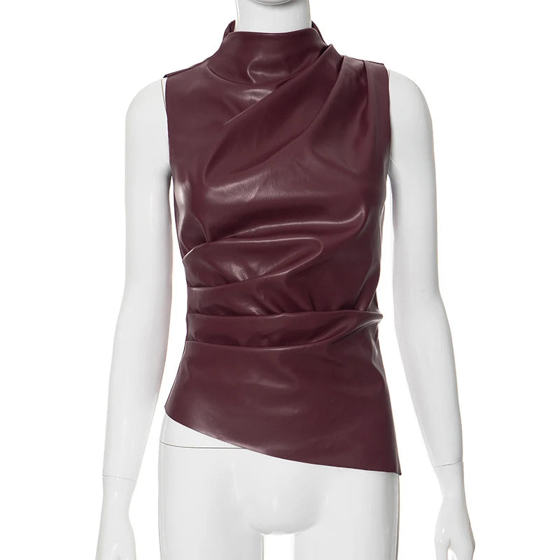 Y2K Vintage PU Leather Tank Top