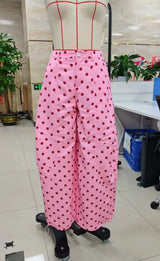 Fashion Women Barrel Jeans Dot Print Loose Denim Pants Spring Casual Baggy Trousers Fashion Wide-Leg Pants