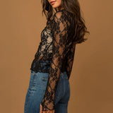 Y2K Floral Lace Mesh Top