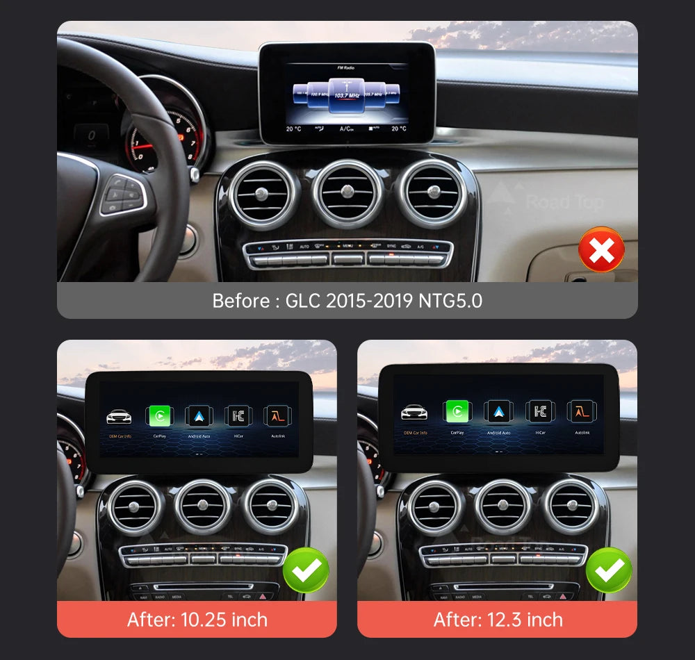 Mercedes-Benz NTG5.0 Wireless CarPlay & Android Auto Screen