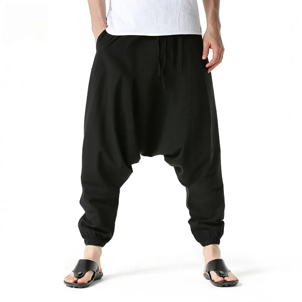 Men's Cotton Linen Loose-Fit Harem Pants