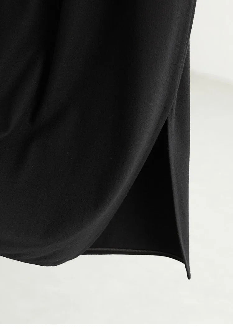 Elegant 100% Wool Elastic-Waist Skirt
