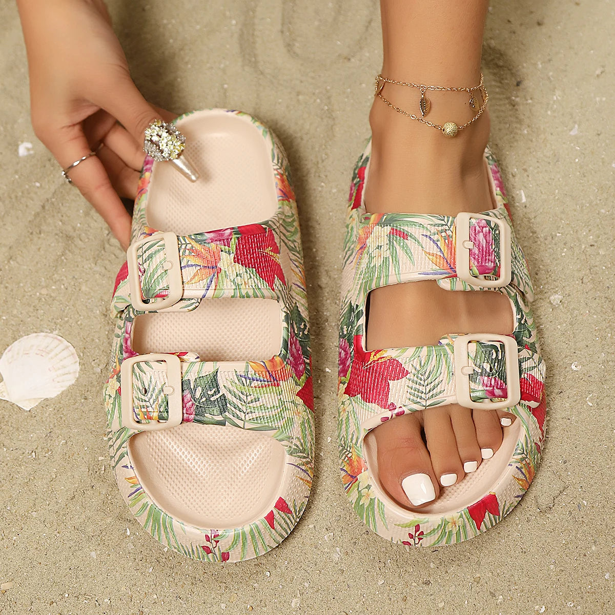 Leopard Print Cloud Slides – Soft Thick-Sole Summer Beach Sandals
