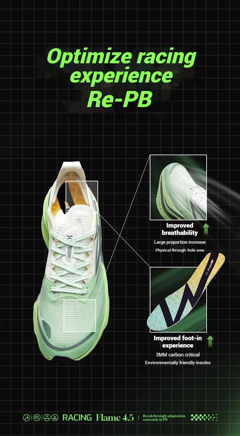 361 Degrees Flame 4.5 Men's Running Shoes Carbon Plate Breathable Stable Rebound Grippy Durable Cushion Male Sneakers 672532221