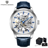 PAGANI DESIGN 2026 New Skeleton Men's Mechanical Watches Top Luxury Automatic Watch Men Blue Leather Waterproof Wrist watch Men
