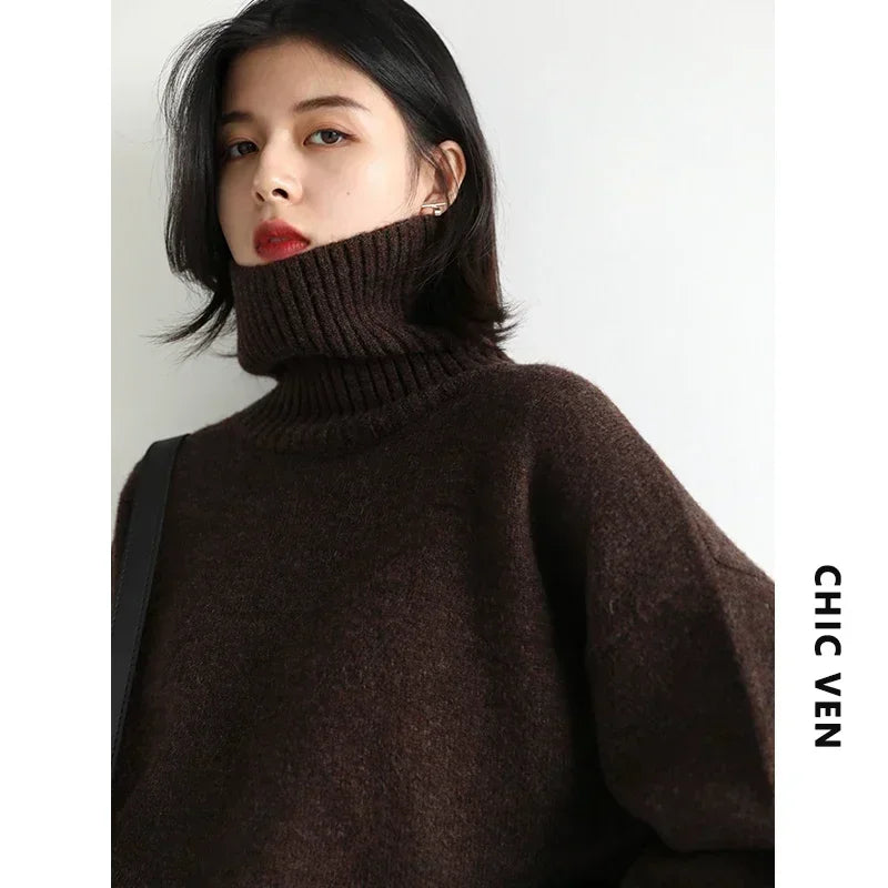 Women's Relaxed Mock Neck Knit Sweater
