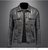 2024 Autumn and Winter New Men's Fashion Handsome with Solid Color Boutique Lapel Motorcycle Leather Coat Slim Fashion  M-5XL