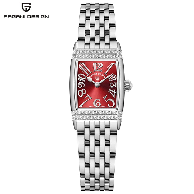 Pagani Design New 22mm Square Women's Quartz Watch Stainless Steel Sapphire Glass 50m Waterproof Women's Quartz Watch