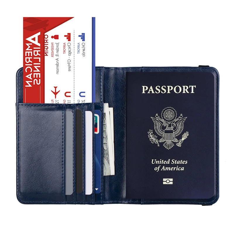 USA Passport Cover PU Leather, Personalized American Passport Holder for Men & Women, US Travel Document Case