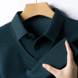 Men's Contrast Polo Shirt – Relaxed Long Sleeve Layered Look