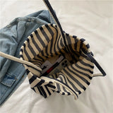 Female Casual Multifunctional Travel Top-handle Handbag Large Capacity Canvas Women Shopper Tote Simple Striped Shoulder Bag2025