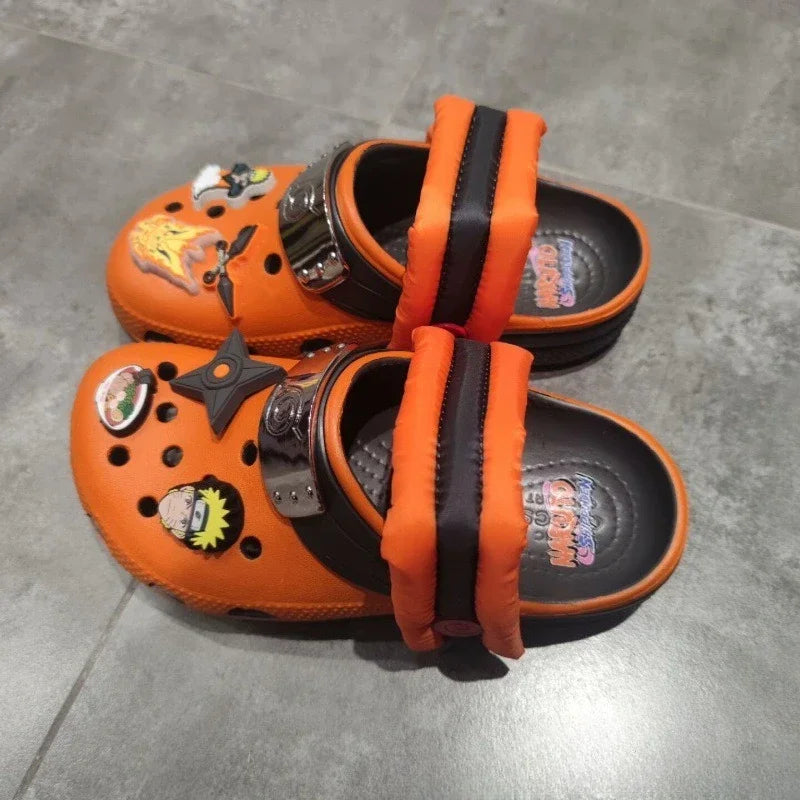 Naruto Anime Summer Men's Sandals Thick-Soled Non-Slip Slippers Sasuke Itachi Kakashi Breathable Toe-Cap Casual Beach Slippers