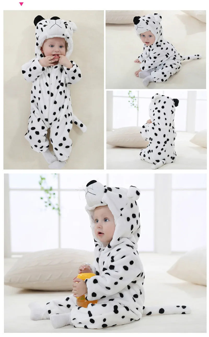 Animal Theme Flannel Baby Romper