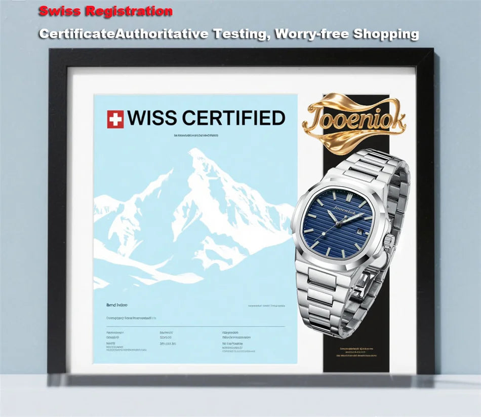 2025 New luxury military man watch square waterproof bright Date week men watch stainless steel Quartz men watches Reloj + box