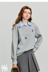 Women's Floral Embroidered Layered-Look Sweatshirt