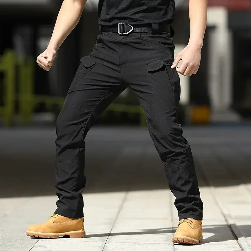 Men's Slim Fit Cargo Pants with Elastic Waist