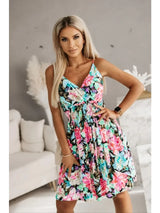 Women's Floral Print Wrap Pleated Sundress