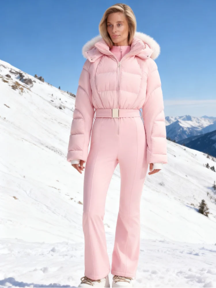 Slim-Fit Hooded Winter Ski Romper