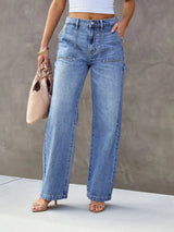 Women's Light Blue Wide-Leg Jeans | Effortless Chic