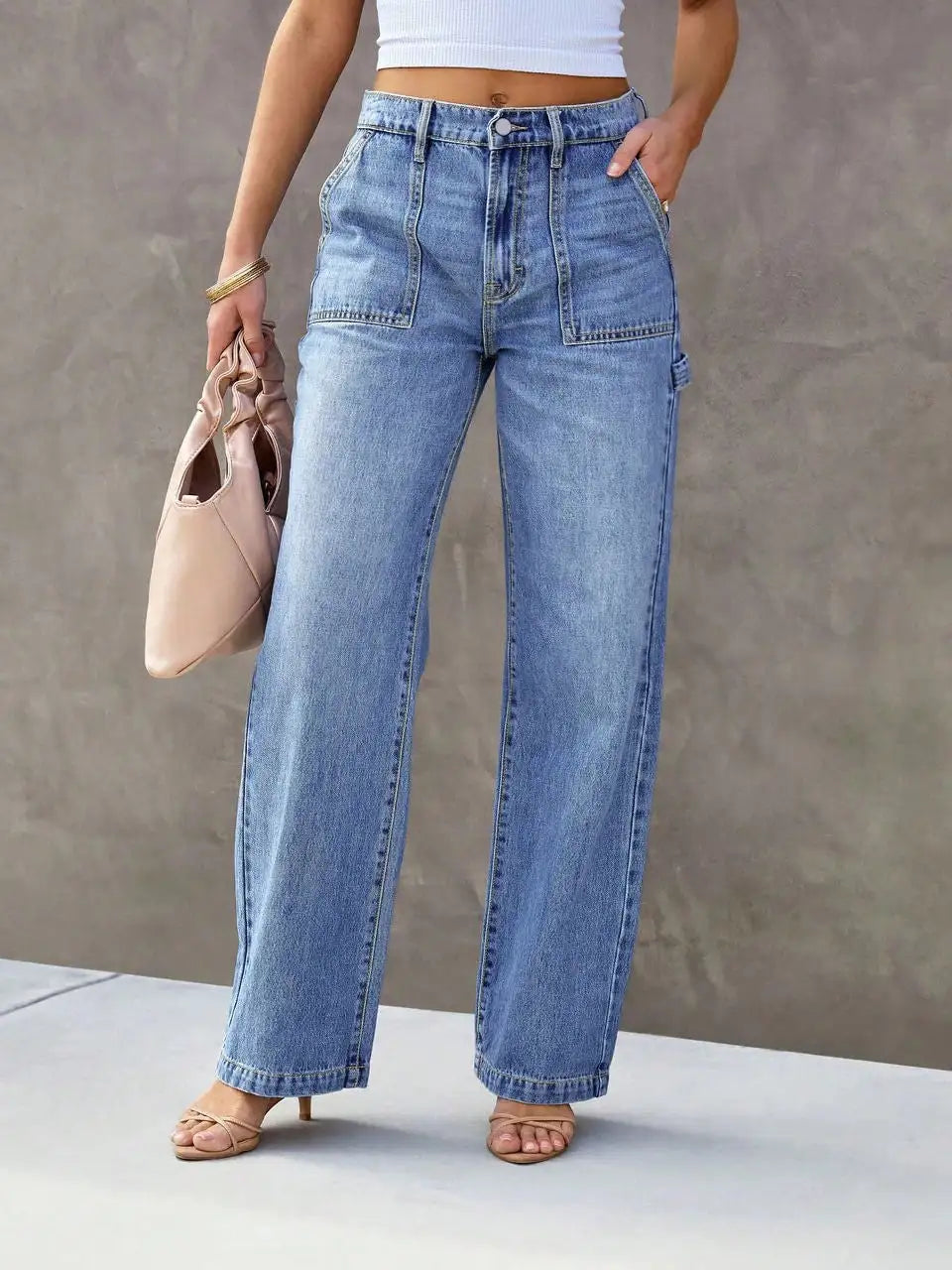 Women's Light Blue Wide-Leg Jeans | Effortless Chic