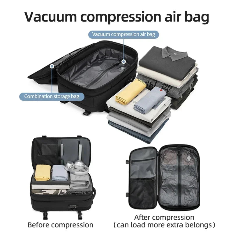 Vacuum Compression Travel Backpack – 17" Laptop & Adventure Ready