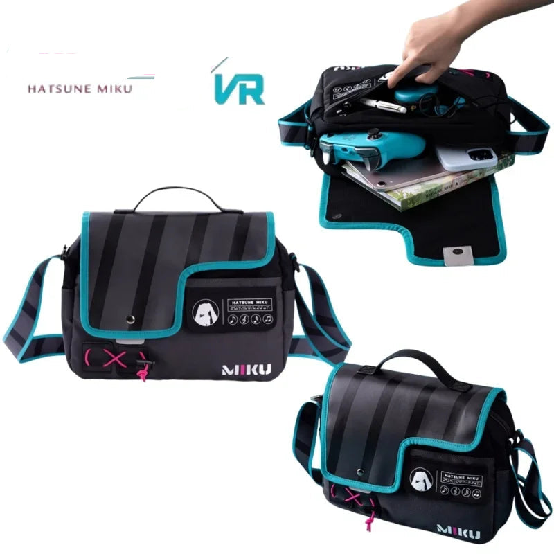 Bandai Hatsune Miku Buckle Shoulder Bag Cartoon Hatsune Miku Large Capacity Cool Storage Bag Anime Peripherals Holiday Gifts