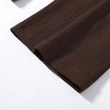 Tie Front Textured Women Set V-Neck Loose Set Wide Sleeve Drawstring Pants Casual Lounge Solid Color 2 Piece Outfits For Daily