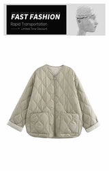 Casual Full-Zip Cotton Jacket – Autumn/Winter Fashion Coat with Curled Edge