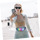 DX Holographic Fanny Pack Hologram Waist Bag Laser Beach Travel Banana Hip Bum Zip Waist Bags Women Belt Bag For Girls