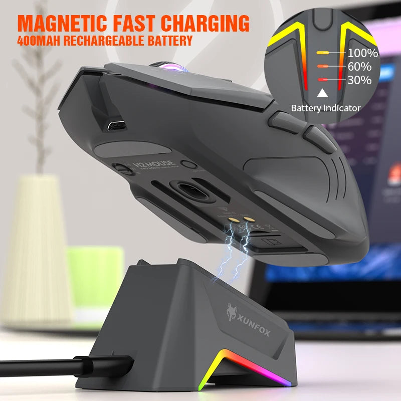 XUNFOX H2 Bluetooth Wireless Mouse Laptop Desktop Home Office Magnetic Fast Charging Luminous Mouse