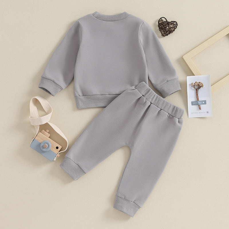 Baby Boy 2-Piece Fall/Winter Outfit | Letter Print Crewneck Sweatshirt & Joggers (0-3Y)