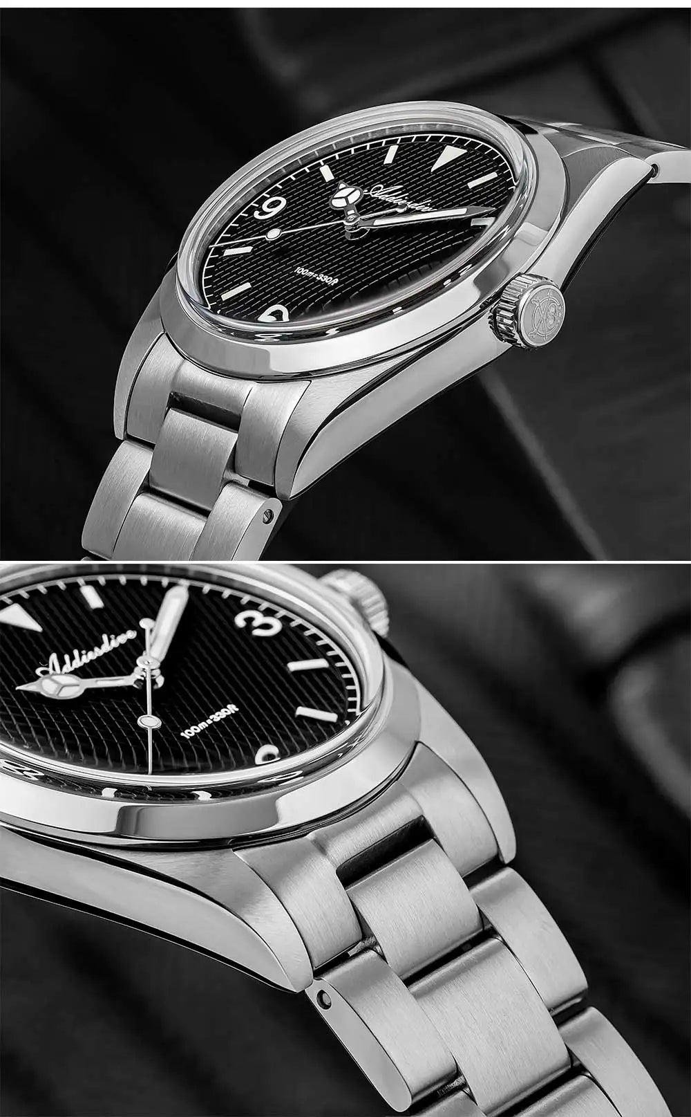ADDIESDIVE 36mm Men Watch Luxury 200m Waterproof Super Luminous Bubble Glass Stainless Steel Wrist Watch Quartz Watches For Men