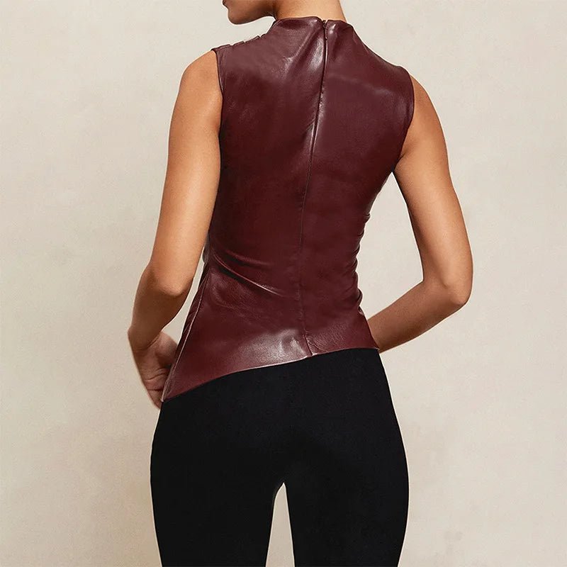 Y2K Vintage PU Leather Tank Top