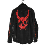 Skull Printing Denim Jacket Mens Harajuku Gothic Coats Vintage Halloween Clothes Spring Autumn Lightweight High Street Jacket