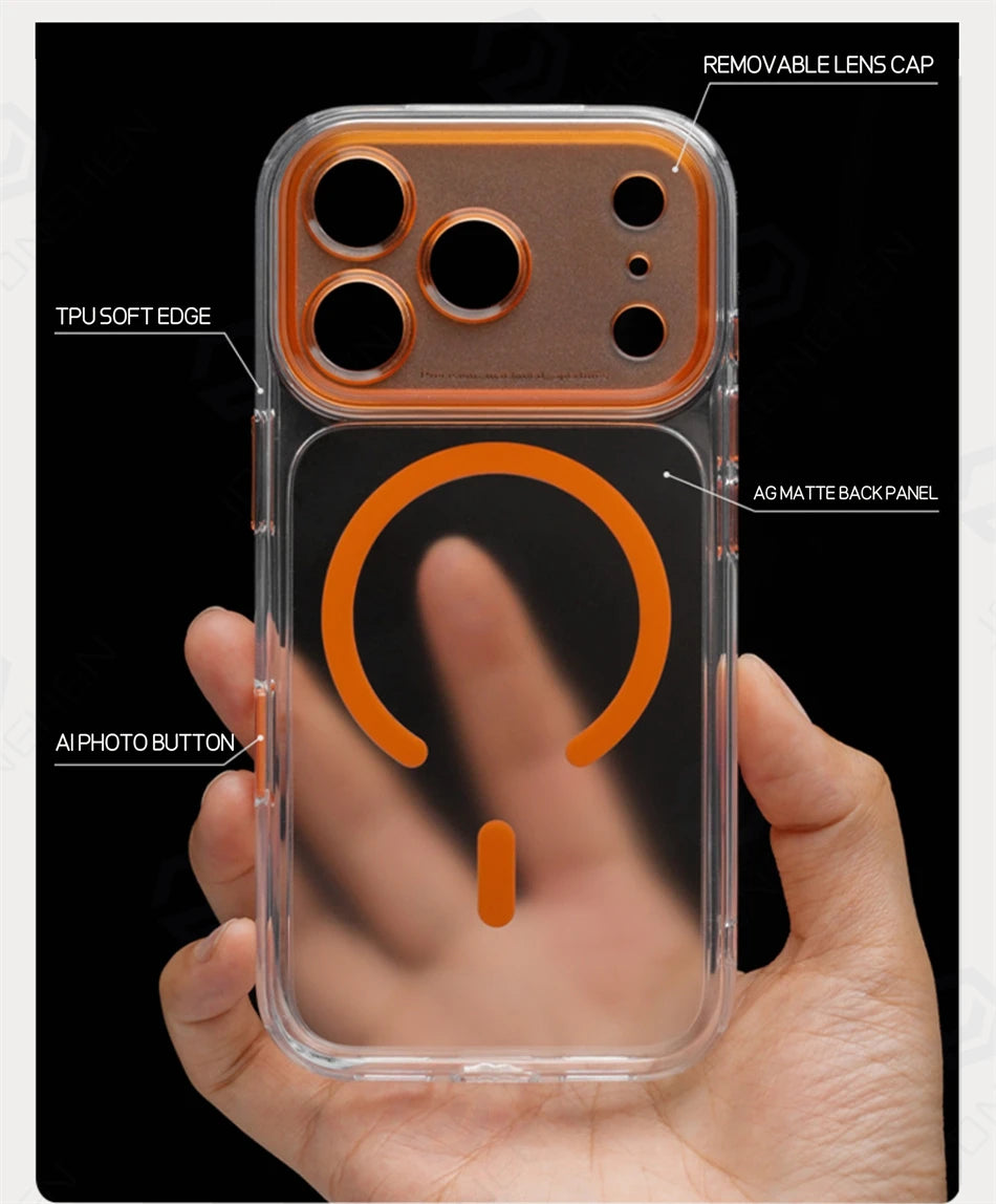 Magnetic Clear iPhone Case with Camera Button